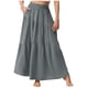 thumbnail image 3 of TaTaai Women's Summer Solid Color Casual Asymmetrical Long Skirt Elastic Waist Flowy Half Skirt with Pockets Gift, 3 of 6