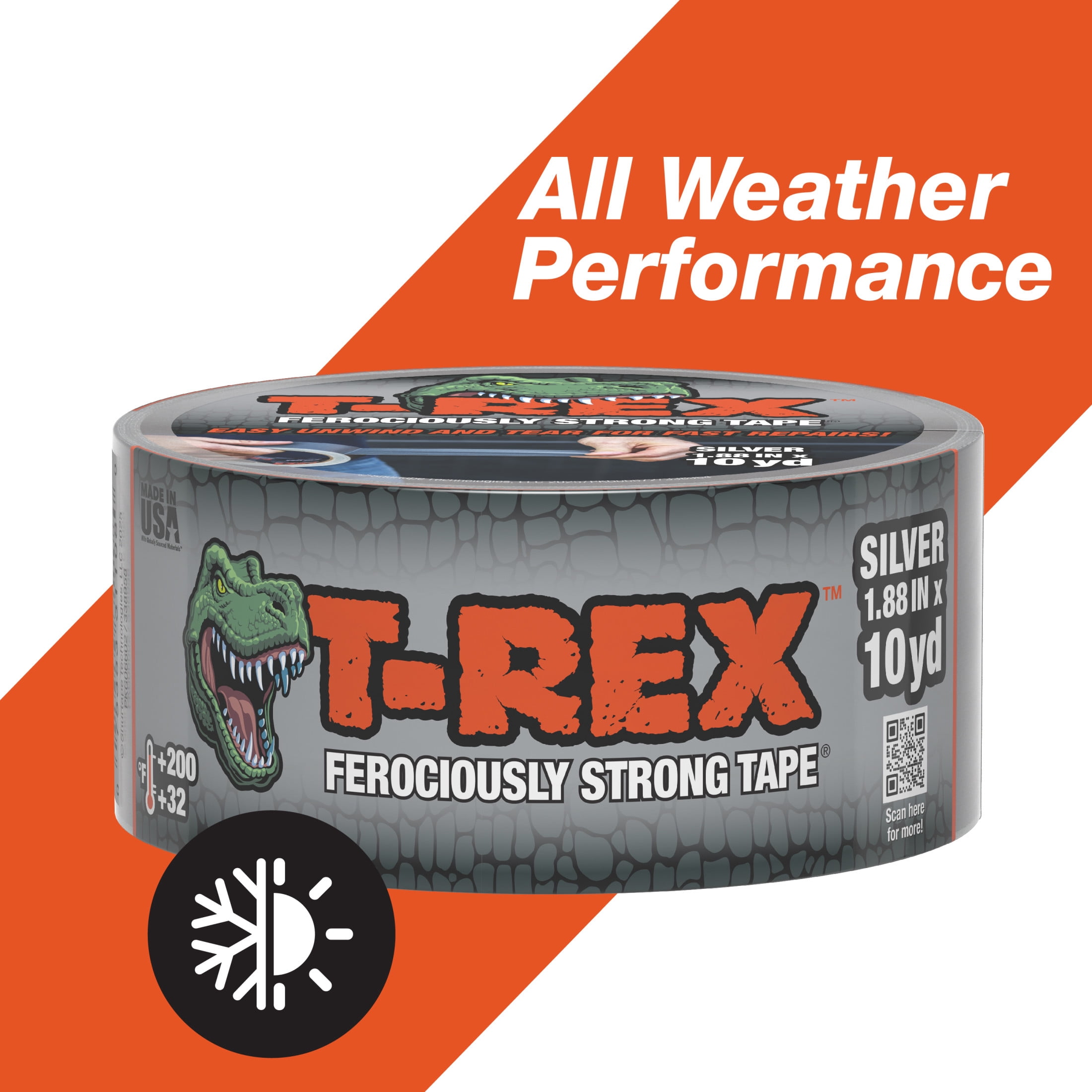 (2 pack) T-Rex Ferociously Strong Gunmetal Gray Duct Tape, 1.88 in. x 10 yd.