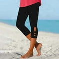 thumbnail image 2 of QATAINLAV Mother's Day Gifts! Womens Capris for Summer Dressy Cropped High Waist Hallow Out Yoga Pants Solid Color Comfy Stretchy Leggings Workout Compression Capri Pant Black L, 2 of 6