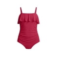 thumbnail image 5 of Women’s One Piece Swimsuit Ruched Ruffle Bathing Suits Halter Adjustable Slimming Swimwear 2026,Wine,L, 5 of 6