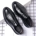 thumbnail image 4 of Men's Business Leather Dress Shoes Formal Pointed Toe Lace Up Flat Oxford Shoes Comfortable Non Slip Walking Shoes Black Size 8, 4 of 5