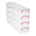 thumbnail image 2 of predolo 4-Piece Storage Box Set: Transparent Design, Stackable, Lockable, Multi-purpose, Pink, 2 of 8