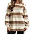 thumbnail image 5 of SBYOJLPB Women's Pajamas Tops Striped Printed Long Sleeve Crew Neck Loose Casual Pajamas, 5 of 5