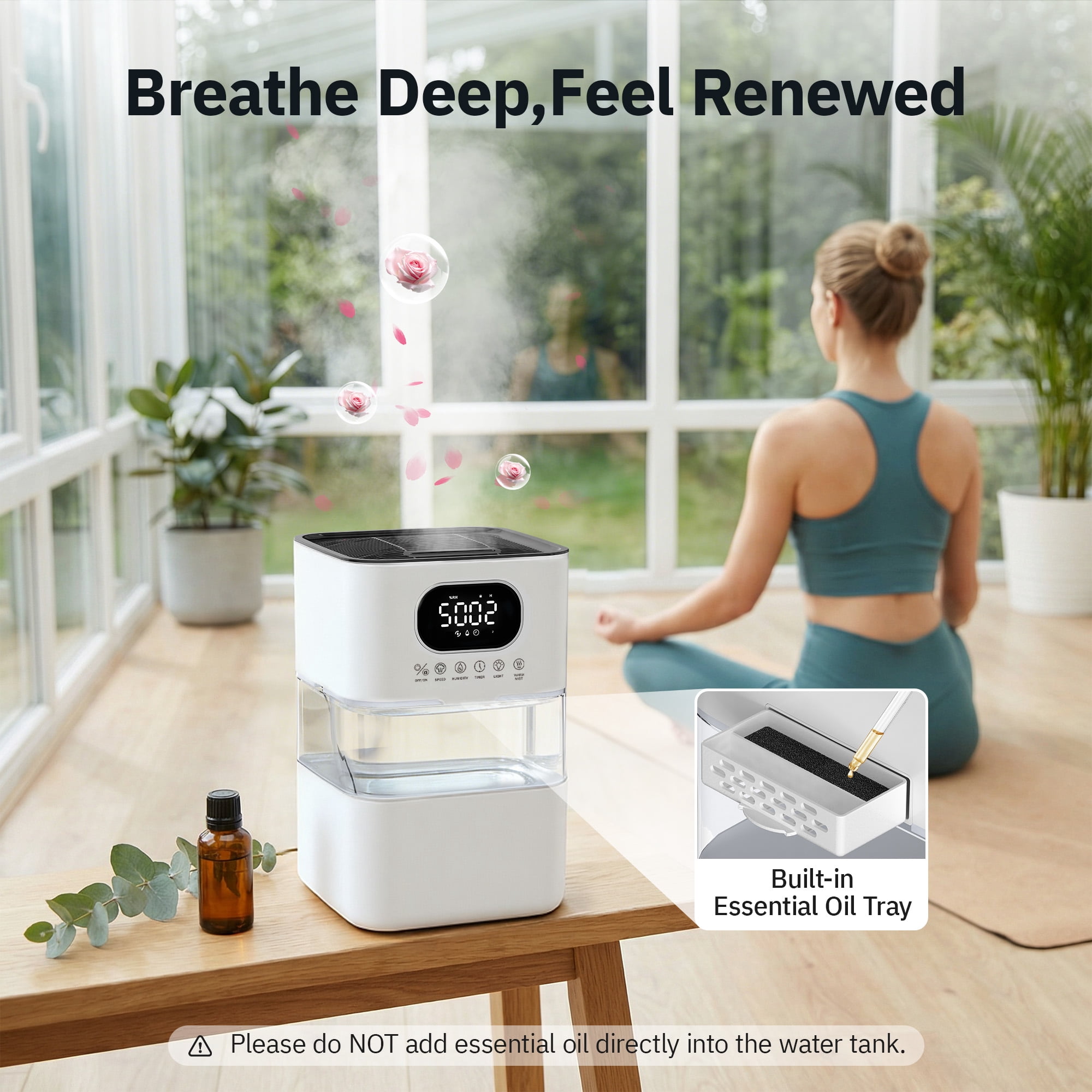 Dhole 8.5L Humidifiers with Warm Mist, Smart Humidifier with Auto Shut-Off, Customizable Humidity (40-90%), Quiet Operation for Whole Night Sleep