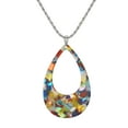 thumbnail image 4 of Stainless Steel Rope Chain Fun Vibrant Multi Rainbow Color Teardrop Pendant – 19 1/2 inches, 4 of 4