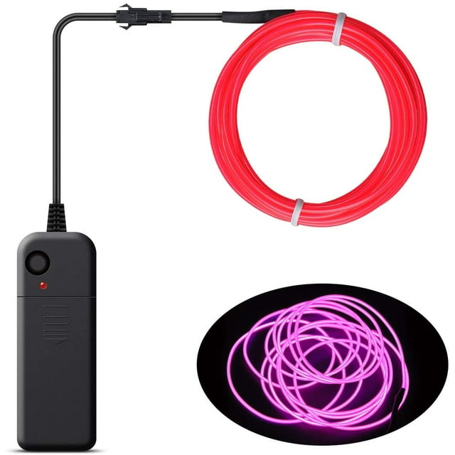 Wire Neon Light Cord EL Cable Neon Wire For Halloween Christmas Parties And Party Lighting (Pink, 5m)