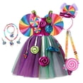 thumbnail image 3 of Disfraz de carnaval de arcoíris con caramelos para niños de 2 a 10 años, vestido de princesa con estampado de piruleta y diadema, ropa para fiesta de cumpleaños y Navidad, 3 of 4