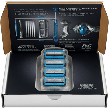 Gillette Fusion ProShield Chill Razor Blade Refills, 4 count