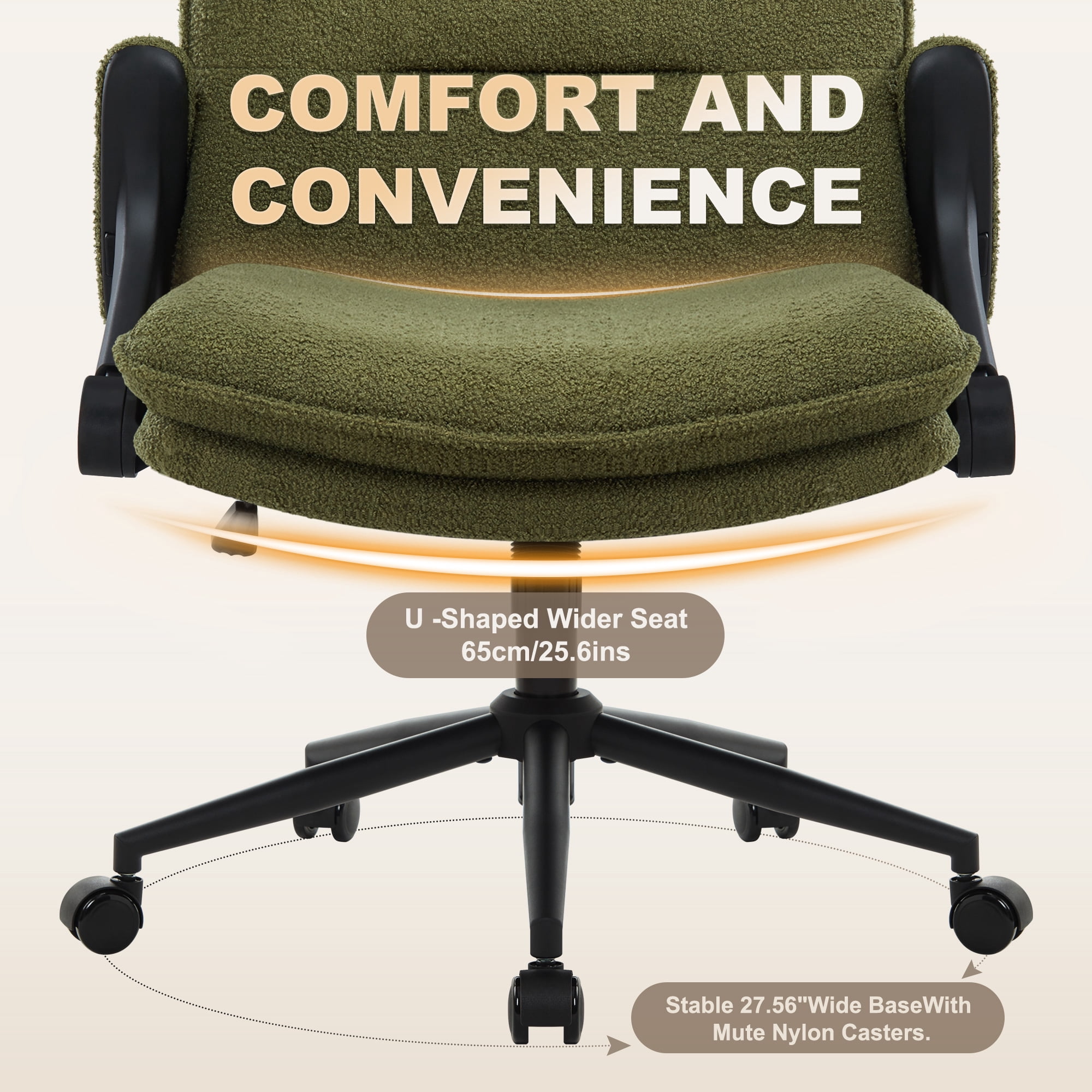 Criss Cross Chair with Wheels and Flip-Up Arms,Cross Legged Office Chair, Ergonomic Desk Chairs with Fabric Padded, Height Adjustable Wide Seat Swivel Chair for Home Office, Bedroom Vanity