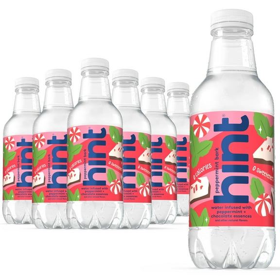Hint Peppermint Bark Flavored Water, 16 fl oz, 12 Pack Plastic Bottles