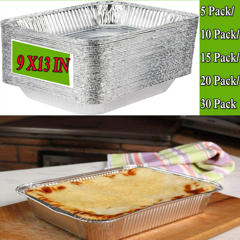 katbite 9x13 Half Size Aluminum Foil Pans, Disposable 10 Pack Baking Pans,  Square Aluminum Baking Pans, Foil Pans Great for Cooking, Heating, Storing,  Prepping Food