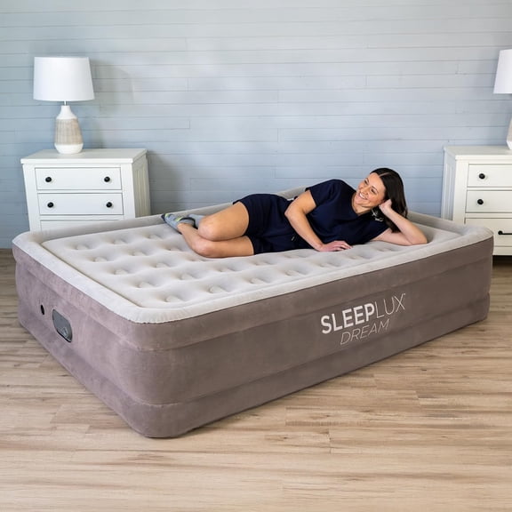 Luxury Queen Air Mattress, Built-in Dual Pump, Stays Inflated All Night, 18” Double-High Blow-Up Airbed with Coil Beams, for Guests, RV Camping & Home, 1-Year Warranty
