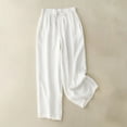 thumbnail image 3 of QUYUON Cargo Pants Women High Waist Clearance Spring Summer Solid Color Leisure Retro Drawstring Elastic Waist Pants Cropped Pants Joggers Pants Women Full Length Pant Leg Loungewear Style-P41 White L, 3 of 6