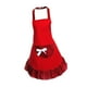 thumbnail image 3 of Delantal divertido con lazo y bolsillos, para mujeres, niñas, con volantes, para restaurante, Rojo, 3 of 9