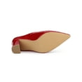 thumbnail image 5 of BLISSFUL STEP Women's Pearl Bow Block Heel Slides Mules Red 10, 5 of 8