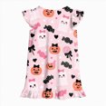 thumbnail image 6 of TOWED22 Halloween Nightdress Toddler Girls Sleepwear Cute Cartoon Ghost Print Dresses Short Sleeve Pajamas Dress, 6 of 7