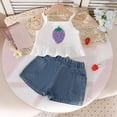 thumbnail image 2 of Baby Girl Summer Clothes Spaghetti Strap Sleeveless Romper Bodysuit Ruffle Bloomers Shorts Infant Toddler 3 Pcs Outfits with Bow Headband 3 6 12 18 24 Mont, 2 of 8
