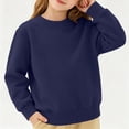 thumbnail image 2 of Lumtrix Girls Long Sleeve Sweatshirts Cute Crewneck Oversized Pullover Casual Solid Color Tops Navy 170, 2 of 8