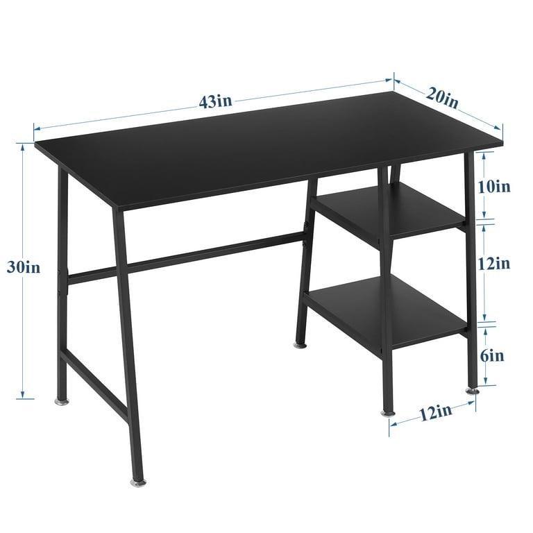  Vikiullf Writing Desk with Storage Cabinet - 47.2” Black Modern  Wood Home Office Computer Desk with 2 File Drawers & Open Shelf Study Table  for Teens : Everything Else