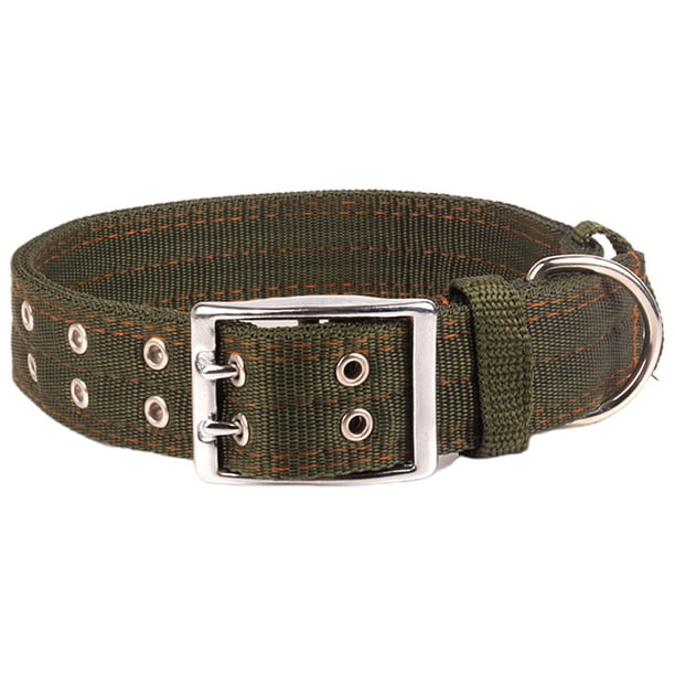 Collar de perro con hebilla, collar táctico militar de nailon ajustable para perros, collar pesado para perros con anillo en D de 2 filas