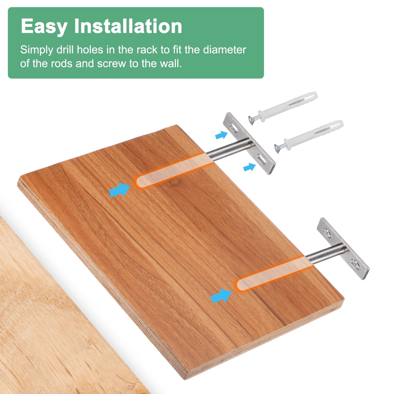 Uxcell 8-Pack Floating Shelf Brackets, 3 Inch Blind Shelf Supports for Shelf Support with Screw Included [Nickel]