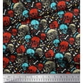 thumbnail image 3 of Soimoi Rayon Crepe Fabric Bone,Floral & Skull Halloween Print Fabric by Yard 46 Inch Wide, 3 of 3