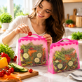 thumbnail image 3 of ITPCINC Reusable Silicone Food Storage Bags, Half Gallon 64 oz (1.9 L) Leakproof Freezer & Microwave Safe Reusable Bags, BPA-Free Stand-Up Silicone Bags, Pink, 2-Pack, 3 of 5