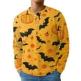 thumbnail image 2 of Domuza Men's Halloween Shirt Horror Novelty Print Long Sleeve Loose Fit Henley T-Shirt Comfy Lightweight Casual Button Up Blouse for Halloween Party Saffron XXL, 2 of 6