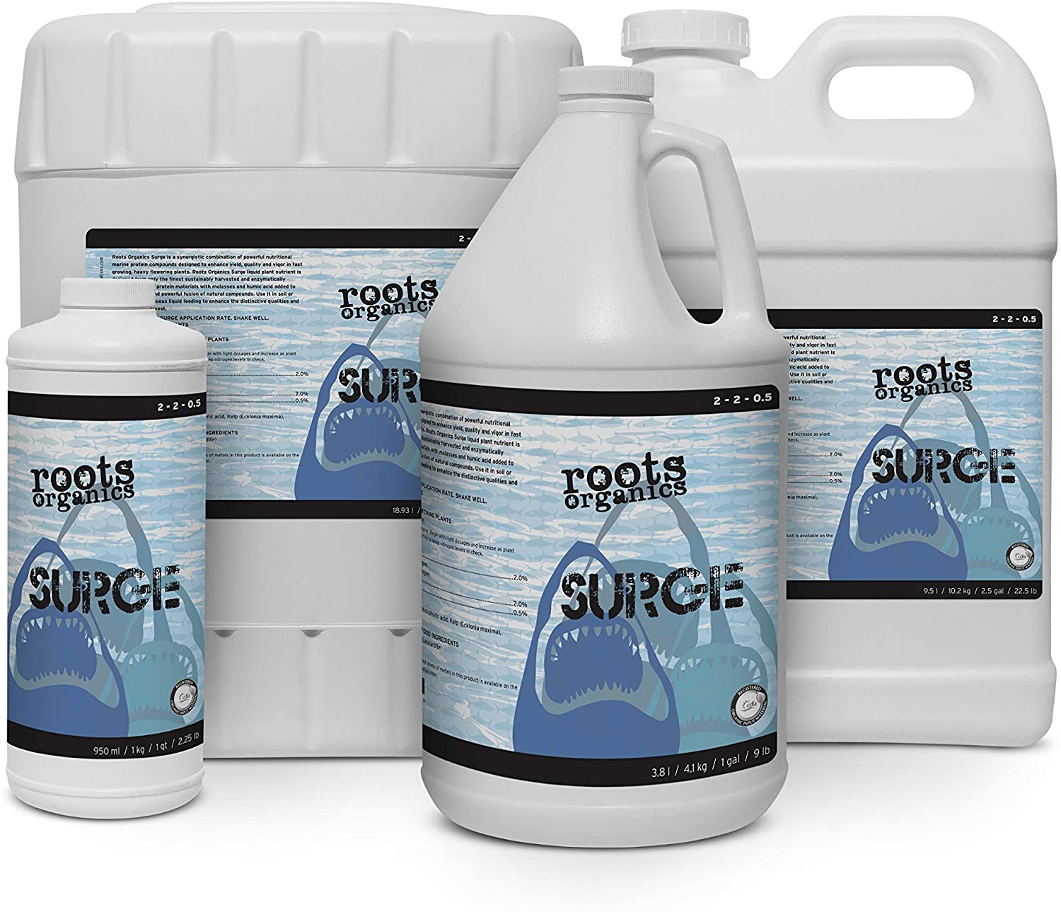 Roots Organics Surge, Microbe Stimulant and Fertilizer, 2-2-0.5 NPK, Quart