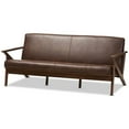 thumbnail image 1 of Baxton Studio Bianca Sofa en Similicuir Brun Foncé et Brun Noyer, 1 of 8