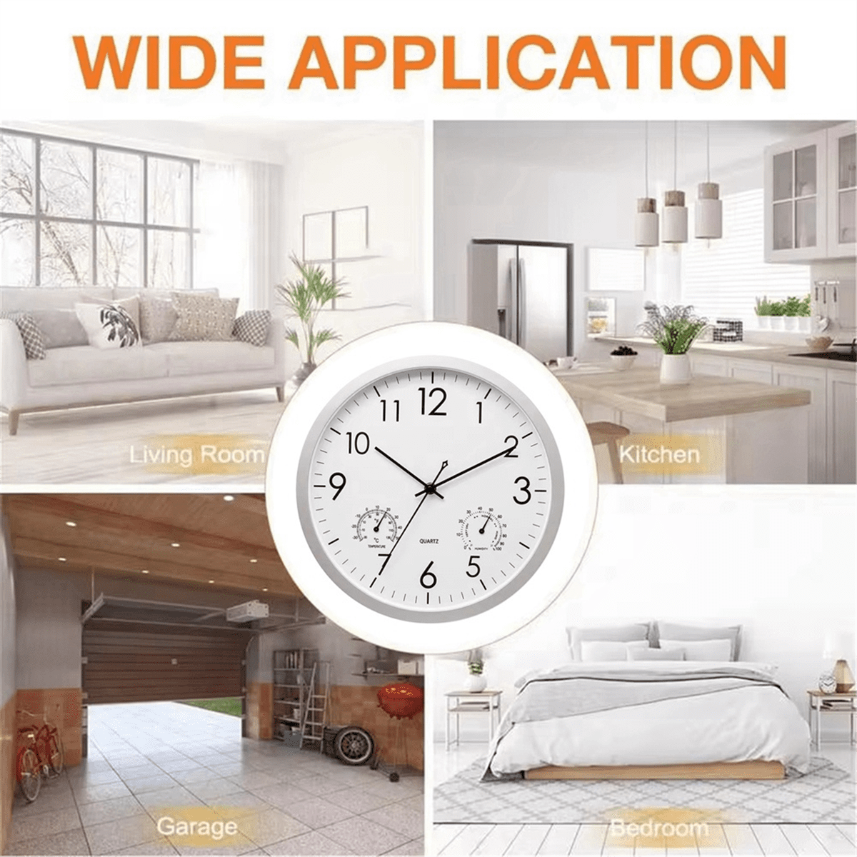 Decorative Round Outdoor Clock with Thermometer and Hygrometer Large Wall Clock Elegant Retro Silent Clock