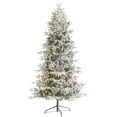 thumbnail image 3 of Nearly Natural 7.5' Green Spruce Flocked Artificial Christmas Tree Prelit 450 Lights, 3 of 11