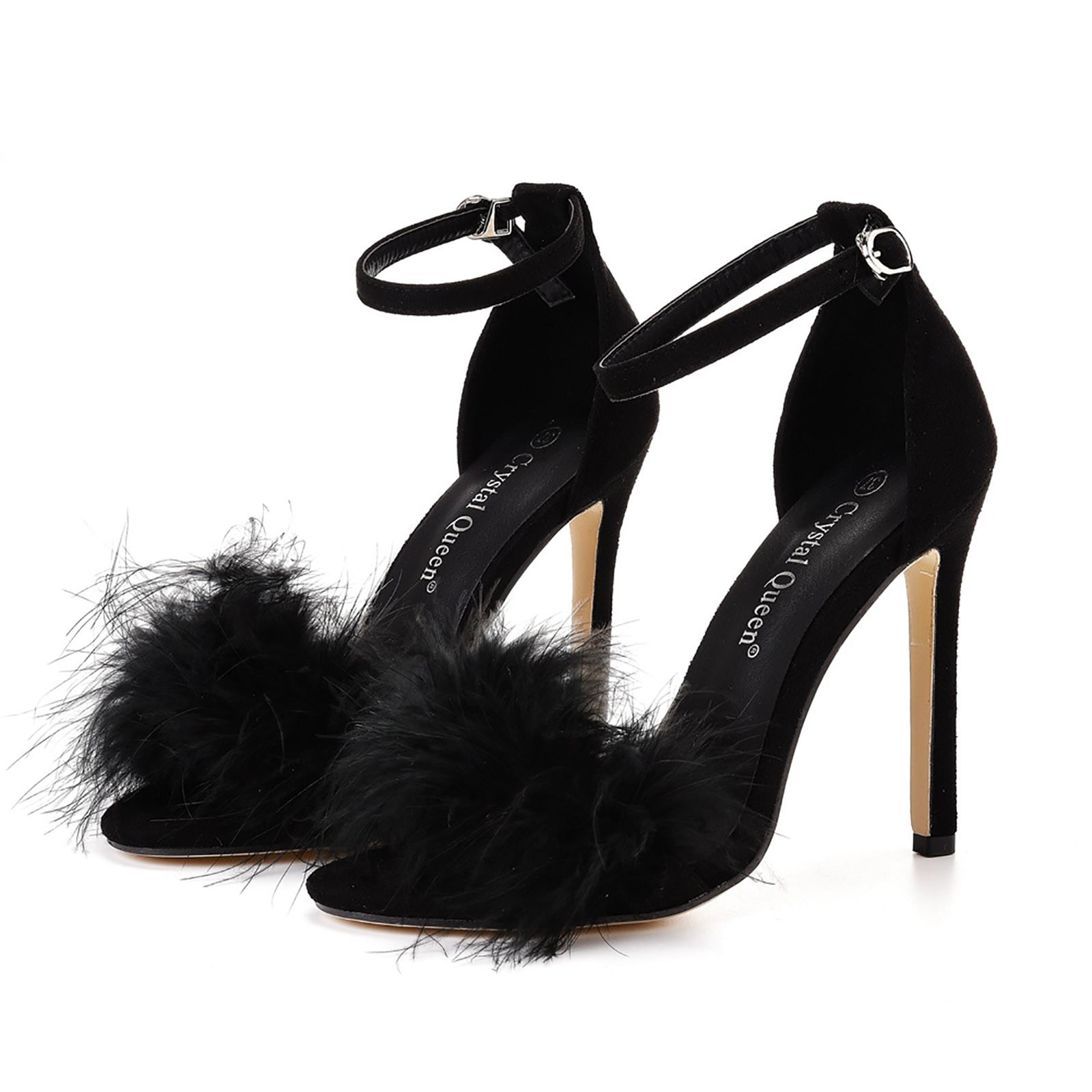 Black Feathered lace heels – Sassy Curves Shoetique and More