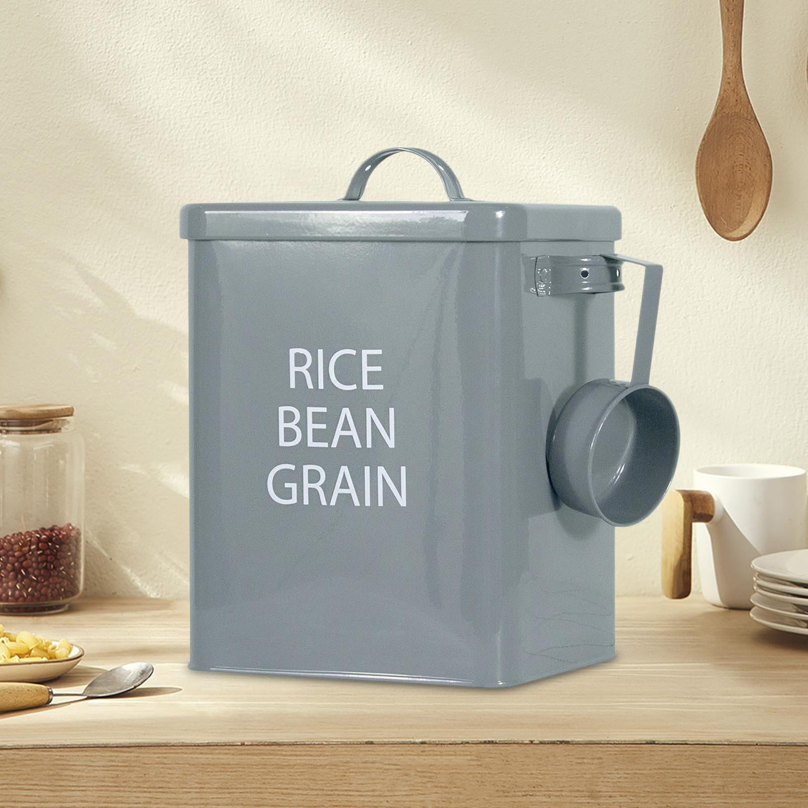 Metal Rice Storage Container Sealed Food Storage Bin Tins Pots Portable Flour Storage Container for Counter Pantry Restaurant, Size: 21cmx11.7cmx23cm