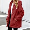thumbnail image 6 of VIPOIN Girls Full Zip Hooded Fleece Jacket, Mid-Length Sherpa Coat Warm Fall Winter Outerwear, 6 of 8