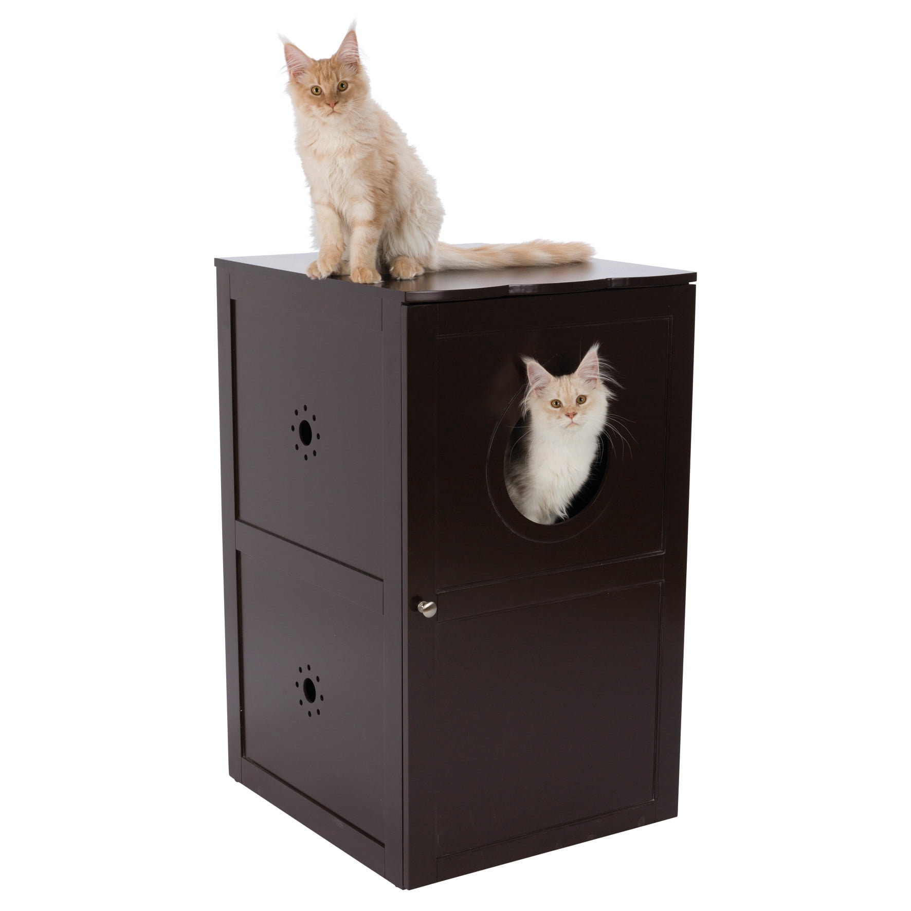 TRIXIE 2-Story Cat Litter Box Enclosure Hidden Litter Indoor Cat Furniture Accent Table, Brown