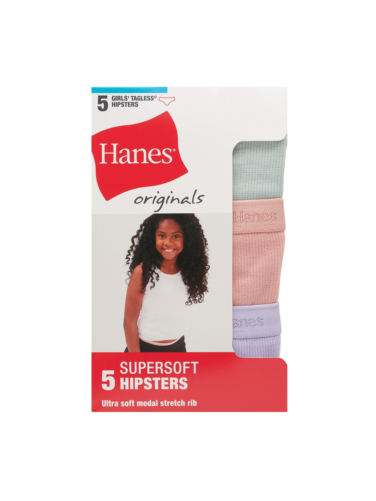 Hanes Originals Girls' SuperSoft Hipster Underwear, 5 Pack