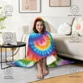 thumbnail image 4 of Wearable Blanket,Colorful Rainbow Tie Dye Spiral Pattern Hooded Wearable Flannel Blanket for Adults & Teens with Buckle,Winter Poncho Shawl Wrap Cape,50"x60", 4 of 5