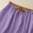 thumbnail image 4 of Jerdar Women's Cotton Linen Summer Skirt Colorblock Elastic Waist Flowy Midi Skirt with Drawstring Pockets for Daily Wear L, 4 of 8