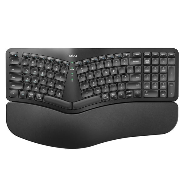 Teclado ergonómico inalámbrico Nulea Split con reposamuñecas negro