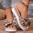 thumbnail image 2 of Rokment Womens Leopard Bow Platform Wedge Dressy Sandals Comfortable Beach Summer Espadrilles Chunky Heeled Slip on Fashion Casual High Heels Dress Slides for Woman 2026 Brown Size 8.5, 2 of 6