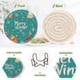thumbnail image 4 of Haosy Set of 6 Drink Woven Coaster with Holder Heat Resistant Non-Slip Bar Coasters 4 Inches Cartoon Santa Claus Snowflakes Gifts, 4 of 7