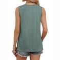 thumbnail image 5 of Women's Eyelet Embroidery Tank Tops with V Neck and Button Down Front Featuring Loose Sleeveless Silhouette Army Green L, 5 of 7