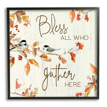 Stupell Industries Bless All Who Gather Here Autumn Tree Birds, 17 x 30, Design by Sally Swatland