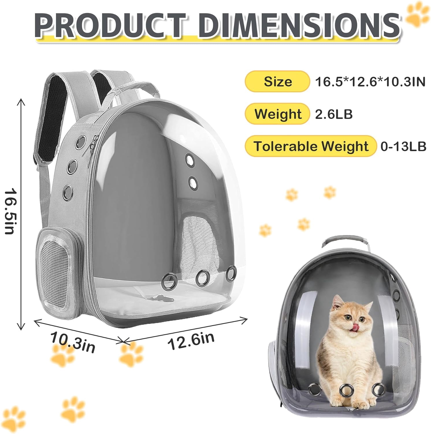 Airline-Approved Cat & Small Dog Backpack Carrier – Transparent Bubble Space Capsule Travel Bag for Hiking & Outdoor Use