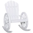 thumbnail image 1 of Outsunny Patio Wooden Adirondack Rocking Chair, Wagon Outdoor Rocker Cahir with Slatted Design and Wheel Armrests for Porch, Poolside, or Garden Lounging, White, 1 of 10