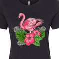 thumbnail image 4 of Inktastic Flamingo with Tropical Flowers Women's T-Shirt, 4 of 5