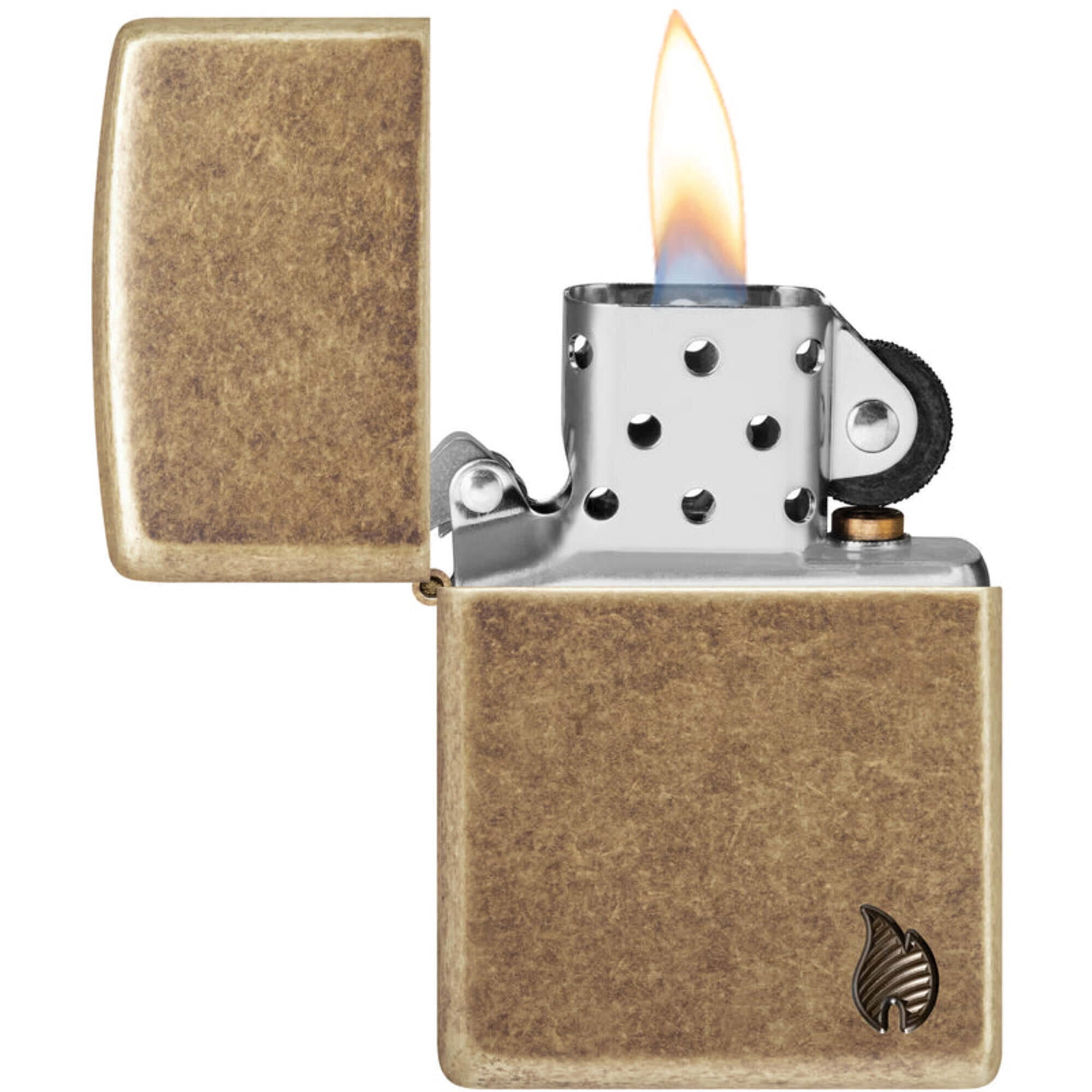 Zippo 46400 Armor Antique Brass Flame Design Pocket Lighter