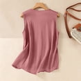 thumbnail image 7 of TEAJOPSUU Boho Cotton Blend Tank Tops for Women Solid Sleeveless Round Neck Shirts Casual Embroidered Blouses Watermelon Red, 7 of 7