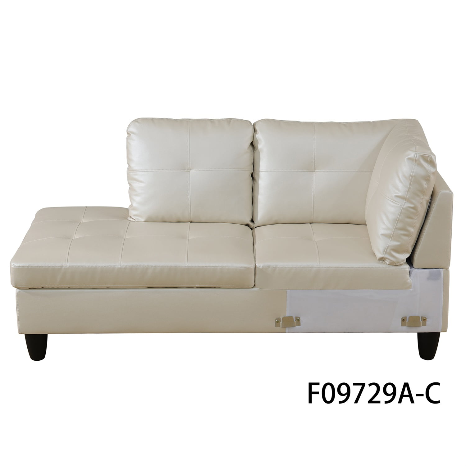 Hommoo Faux Leather 4-Seat Couch, L Shaped Sectional Couches and Sofas, Modern Living Room Furniture Sets Sectional Sofa Set, Peaerl White(No Ottoman)